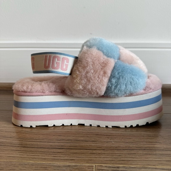 Ugg Disco Checkered platform slides Pink/Blue/White - Picture 8 of 16